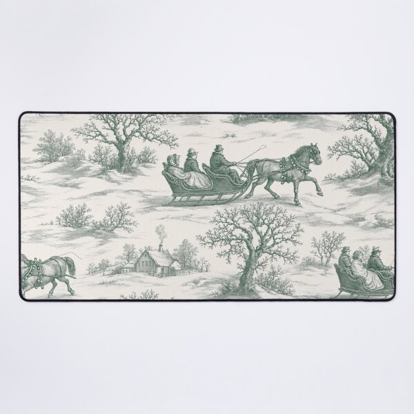 Item preview, Sleigh Ride Toile Seamless Pattern | Vintage Christmas Winter Toile Deep Green designed and sold by StickyGuys.