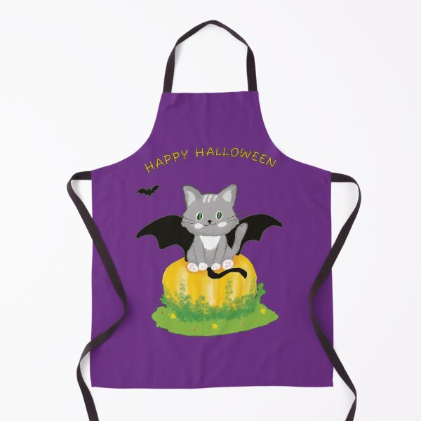 Item preview, Cute Cat with Bat Wings Sitting on a Pumpkin - Happy Halloween designed and sold by studiodrchicken.
