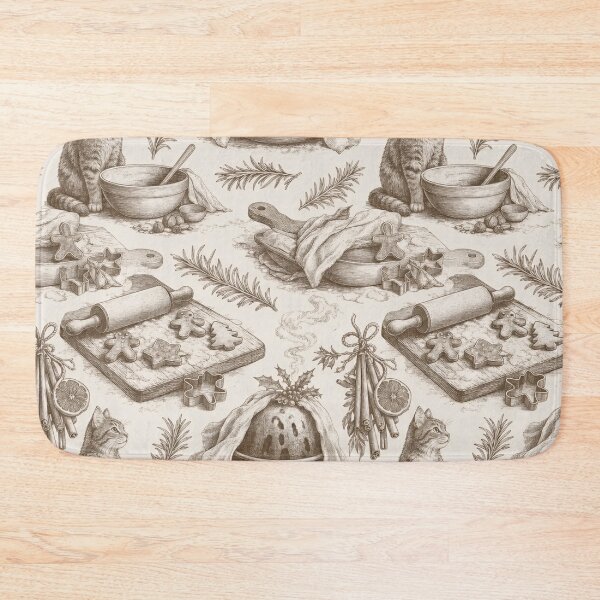Item preview, Christmas Kitchen Toile Seamless Pattern | Gingerbread Baking Toile Warm Brown designed and sold by StickyGuys.