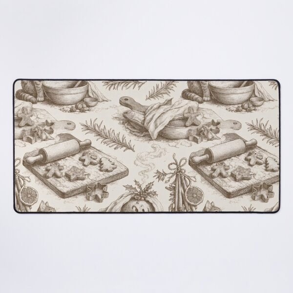 Item preview, Christmas Kitchen Toile Seamless Pattern | Gingerbread Baking Toile Warm Brown designed and sold by StickyGuys.