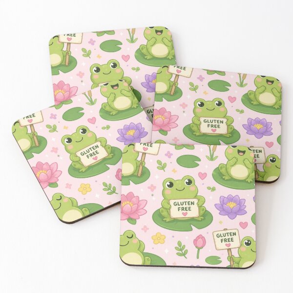 Item preview, Cute Gluten Free Frog Pattern | Kawaii Lily Pad Frogs & Coeliac Friendly Design designed and sold by My Gluten Free Life UK.