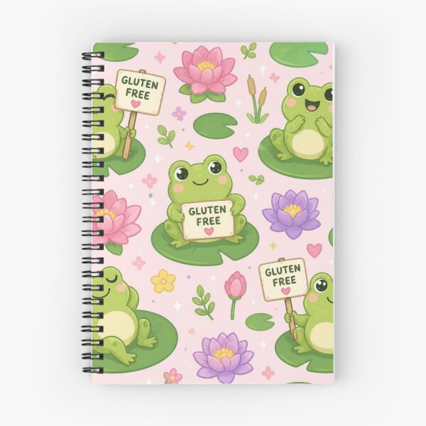 Item preview, Cute Gluten Free Frog Pattern | Kawaii Lily Pad Frogs & Coeliac Friendly Design designed and sold by My Gluten Free Life UK.