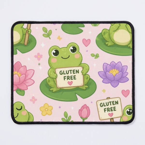 Item preview, Cute Gluten Free Frog Pattern | Kawaii Lily Pad Frogs & Coeliac Friendly Design designed and sold by My Gluten Free Life UK.