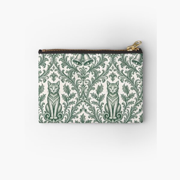 Item preview, Christmas Damask Cat Seamless Pattern | Victorian Heraldic Cat Wallpaper Green designed and sold by StickyGuys.