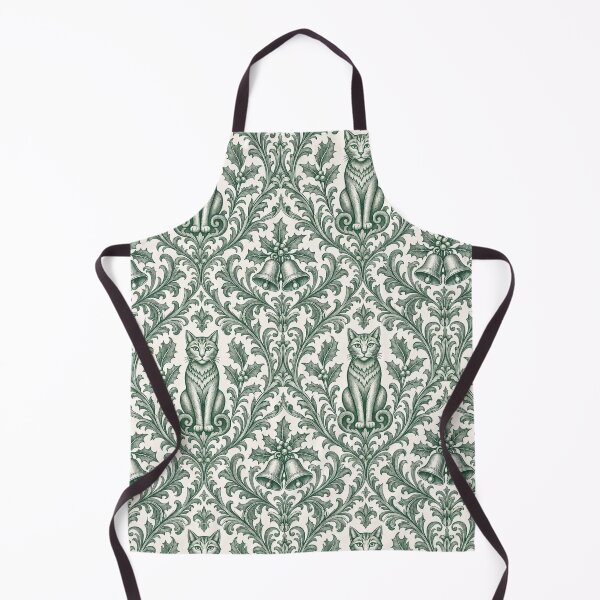 Item preview, Christmas Damask Cat Seamless Pattern | Victorian Heraldic Cat Wallpaper Green designed and sold by StickyGuys.
