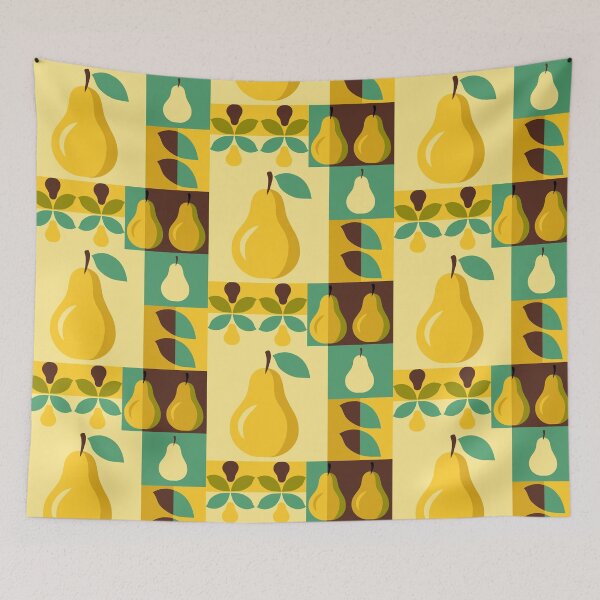 Item preview, Vintage Mid-Century Yellow Pear Botanical Pattern designed and sold by vectalux.
