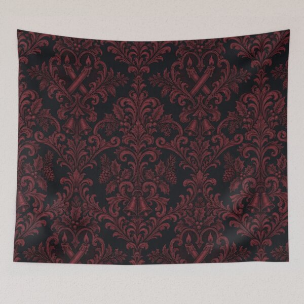 Item preview, Gothic Christmas Damask Seamless Pattern | Victorian Holiday Wallpaper Oxblood designed and sold by StickyGuys.
