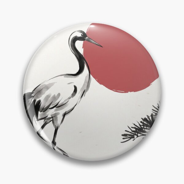 Item preview, Japanese Crane & Red Sun Sumi-e Ink designed and sold by Thanabordee.