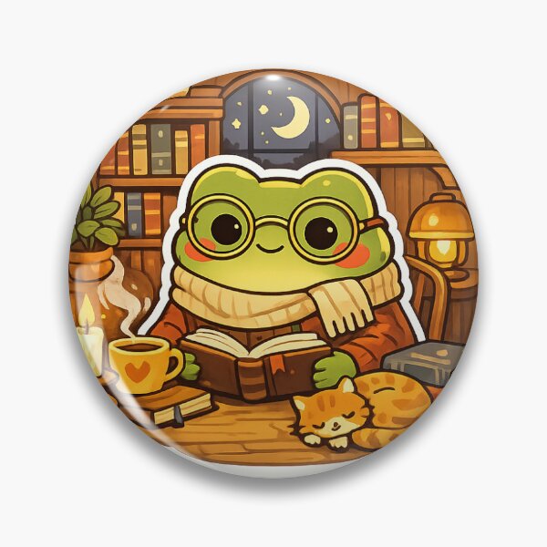 Item preview, Cozy Library Frog Reading Book | Cute Kawaii Bookworm Frog Illustration designed and sold by DESPOT07.