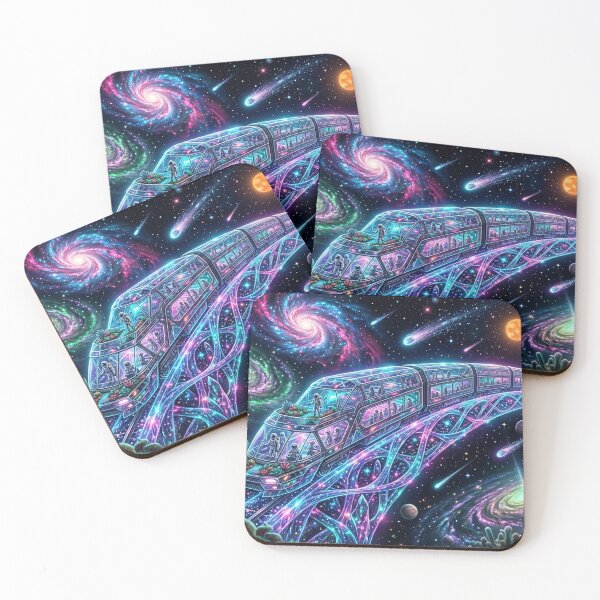 Item preview, Galactic Space Train — Astronauts Riding a Crystal Bridge Through the Galaxy | Sci-Fi Space Art designed and sold by RoyArt0.