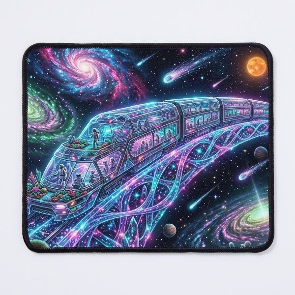 Item preview, Galactic Space Train — Astronauts Riding a Crystal Bridge Through the Galaxy | Sci-Fi Space Art designed and sold by RoyArt0.