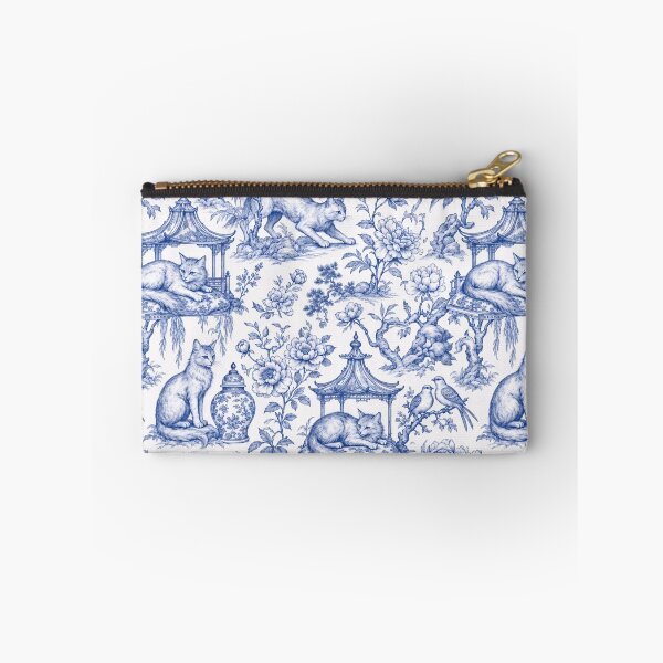 Item preview, Chinoiserie Christmas Cat Seamless Pattern | Blue and White Porcelain Cat Toile designed and sold by StickyGuys.