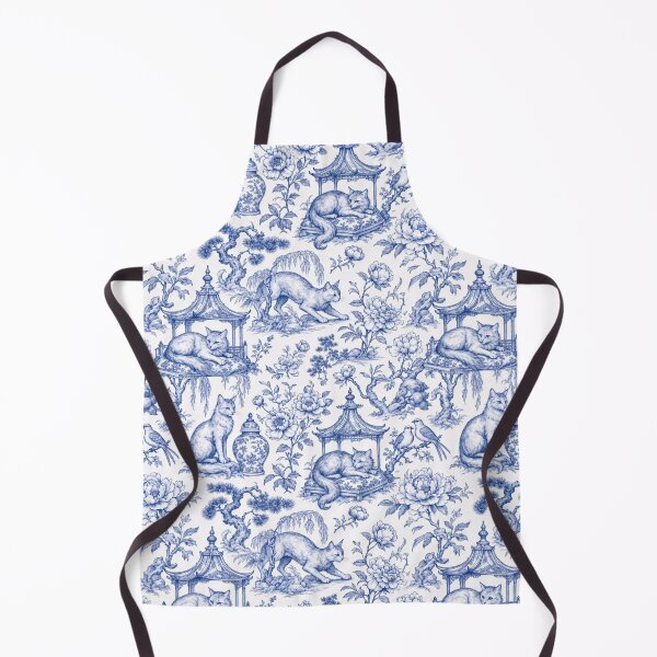 Item preview, Chinoiserie Christmas Cat Seamless Pattern | Blue and White Porcelain Cat Toile designed and sold by StickyGuys.
