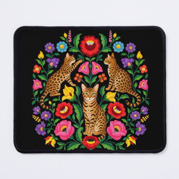 Item preview, Botanical Bengal Garden – Folk Art Cat Mandala designed and sold by Bengoer18.