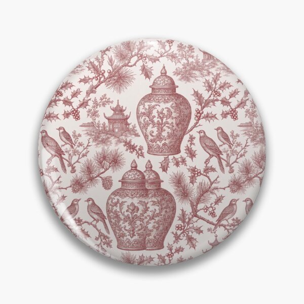 Item preview, Chinoiserie Christmas Ginger Jars Seamless Pattern | Grandmillennial Cranberry designed and sold by StickyGuys.