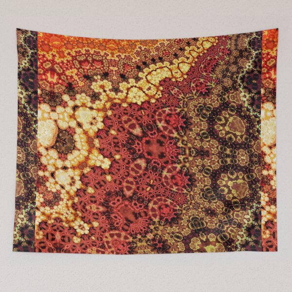 Item preview, Fiery Amber Kaleidoscope Tapestry Fractal designed and sold by pinkal.