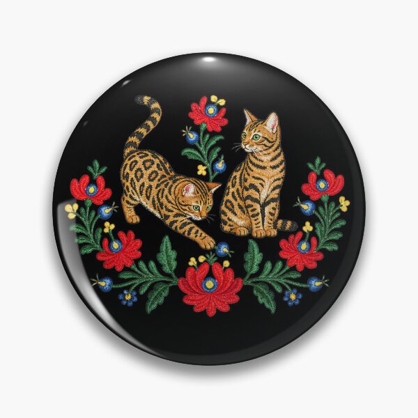 Item preview, Embroidery Cats – Bengal Cat Folk Art Embroidery designed and sold by Bengoer18.