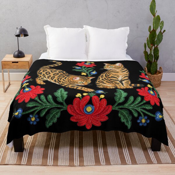 Item preview, Embroidery Cats – Bengal Cat Folk Art Embroidery designed and sold by Bengoer18.