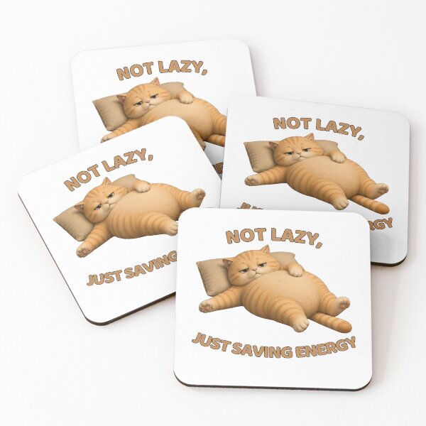 Item preview, Not Lazy, Just Saving Energy | Funny Cat Humor designed and sold by Moochie Studios.