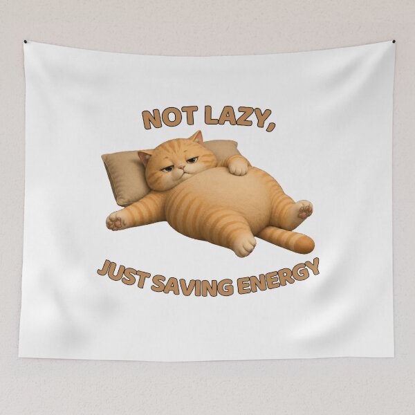 Item preview, Not Lazy, Just Saving Energy | Funny Cat Humor designed and sold by Moochie Studios.