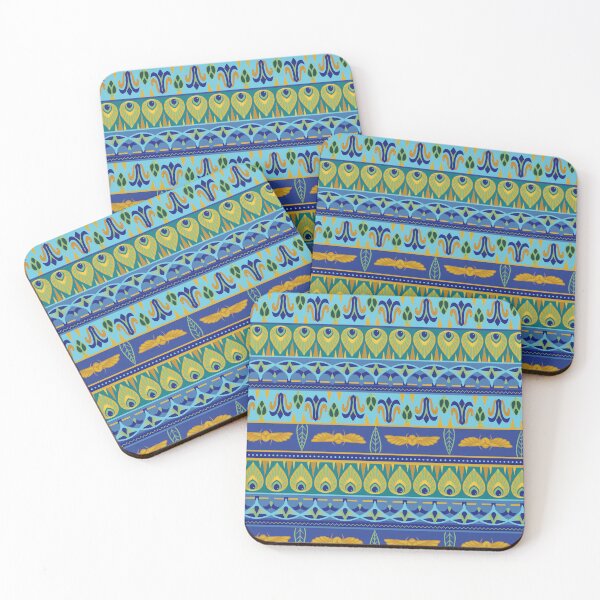Item preview, Egyptian Mummy Inspired Tiling Design in Blue, Teal, Green, and Gold designed and sold by SnowAfterFyre.
