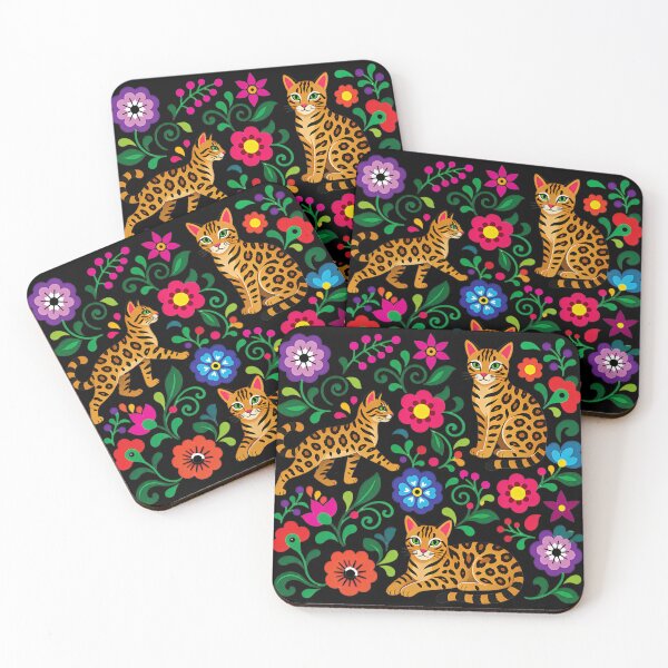 Item preview, Fiesta Felines – Mexican Folk Art Bengal Pattern designed and sold by Bengoer18.