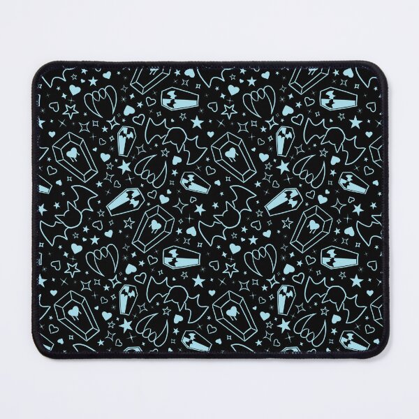 Item preview, Cyan- Pastel Goth Vampire with Fangs Coffins Bats Tiling Design with Extra Sparkles designed and sold by SnowAfterFyre.