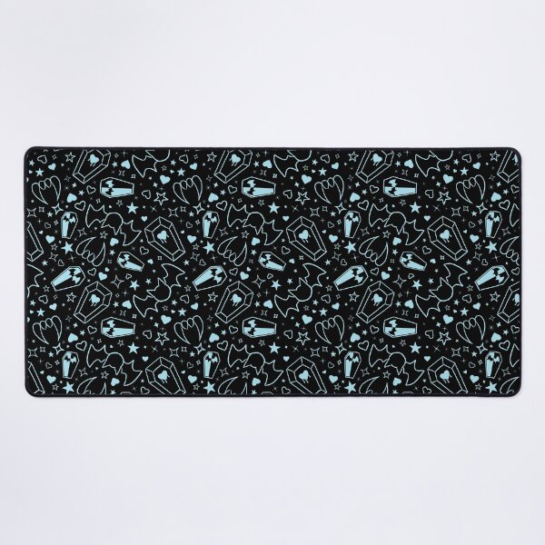Item preview, Cyan- Pastel Goth Vampire with Fangs Coffins Bats Tiling Design with Extra Sparkles designed and sold by SnowAfterFyre.