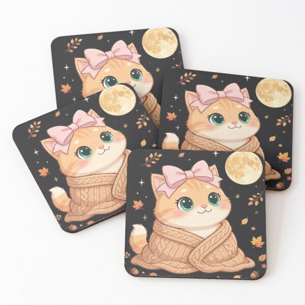 Item preview, Cute Fall Moon Cat Cozy Blanket Autumn Night designed and sold by Moody Vibes Studio.