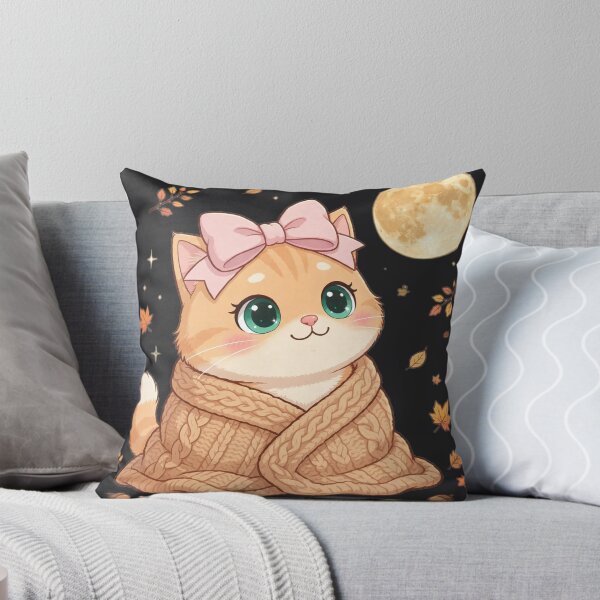Item preview, Cute Fall Moon Cat Cozy Blanket Autumn Night designed and sold by Luna's World .