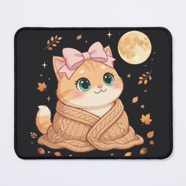 Item preview, Cute Fall Moon Cat Cozy Blanket Autumn Night designed and sold by Moody Vibes Studio.