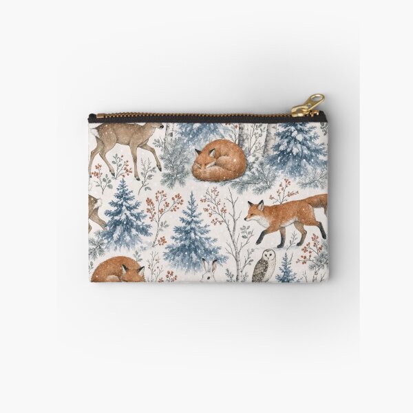 Item preview, Snowy Woodland Animals with Foxes Hares and Owls Among Frosted Pines designed and sold by StickyGuys.