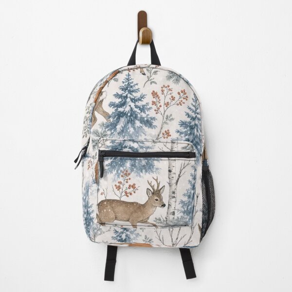 Item preview, Snowy Woodland Animals with Foxes Hares and Owls Among Frosted Pines designed and sold by StickyGuys.
