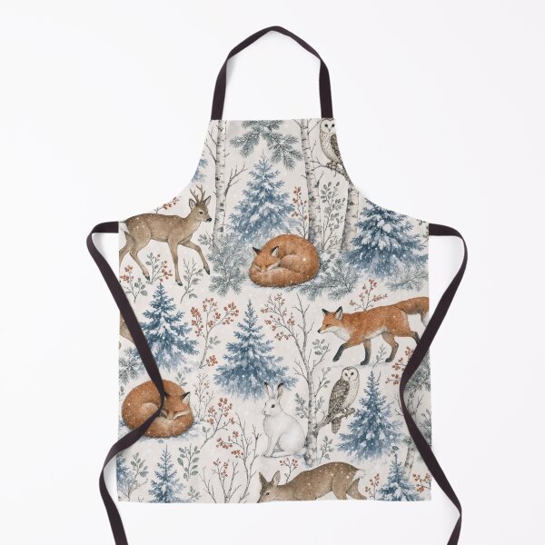 Item preview, Snowy Woodland Animals with Foxes Hares and Owls Among Frosted Pines designed and sold by StickyGuys.