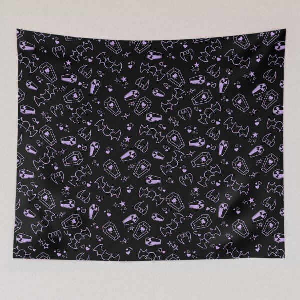 Item preview, Purple - Pastel Goth Vampire with Fangs Coffins Bats Tiling Design designed and sold by SnowAfterFyre.