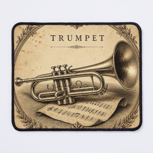 Item preview, Vintage Trumpet Engraving Art Print | Antique Musical Instrument Illustration designed and sold by SunnyDesign82.