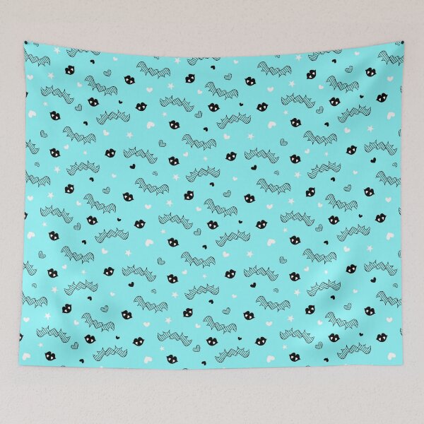 Item preview, Cyan- Pastel Goth Vampire Lips Hearts Stars Tiling Design designed and sold by SnowAfterFyre.