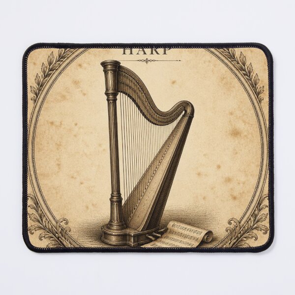 Item preview, Vintage Harp Engraving Art Print | Antique Musical Instrument Illustration designed and sold by SunnyDesign82.