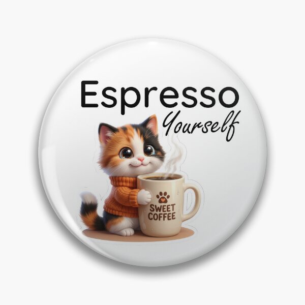 Item preview, Espresso Yourself - Cute Kawaii Cat Coffee Sticker designed and sold by pickzone.