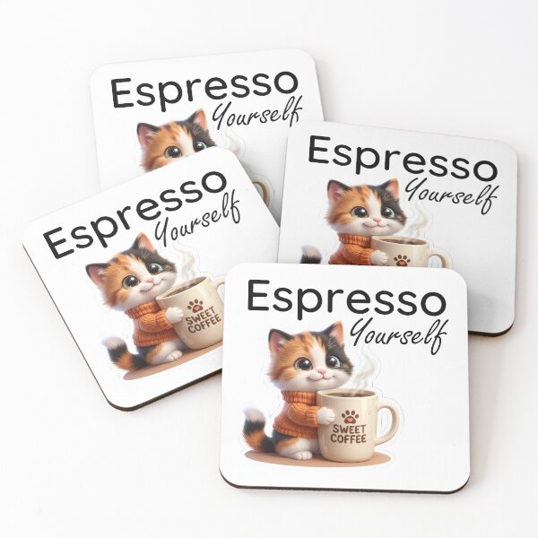 Item preview, Espresso Yourself - Cute Kawaii Cat Coffee Sticker designed and sold by pickzone.