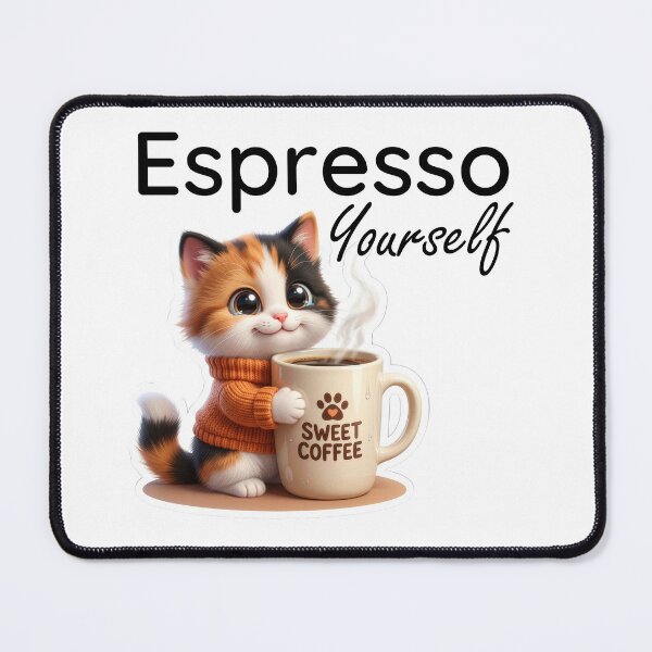 Item preview, Espresso Yourself - Cute Kawaii Cat Coffee Sticker designed and sold by pickzone.