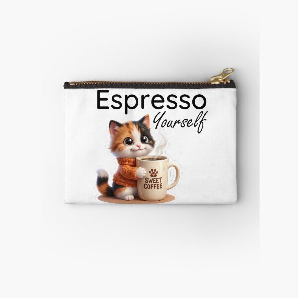 Item preview, Espresso Yourself - Cute Kawaii Cat Coffee Sticker designed and sold by pickzone.