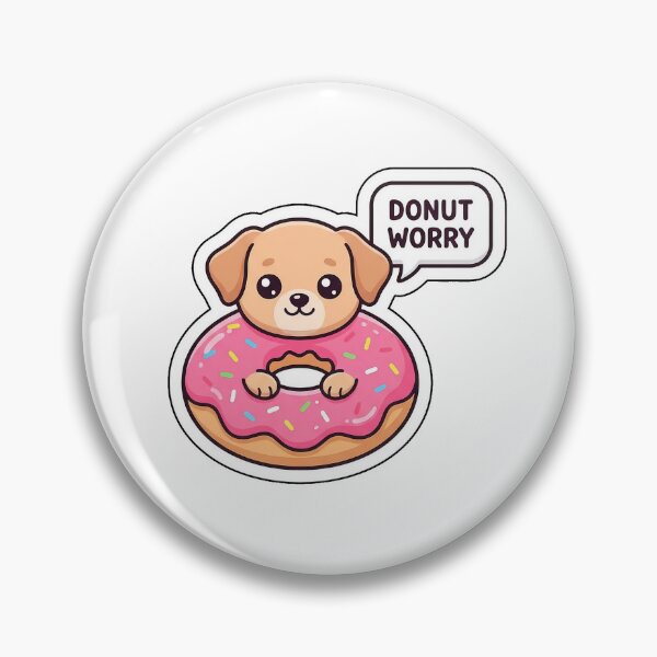 Item preview, Donut Worry, Be Happy - Cute Donut Dog Kawaii Pun Sticker designed and sold by SimpleP.