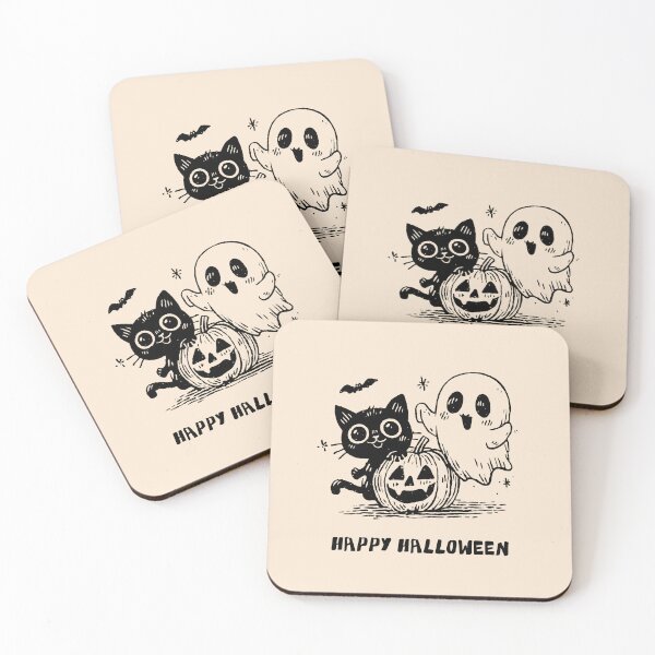 Item preview, Happy Halloween: Spooky Season Cute Ghost Black Cat Pumpkin designed and sold by oneofthesedayys.