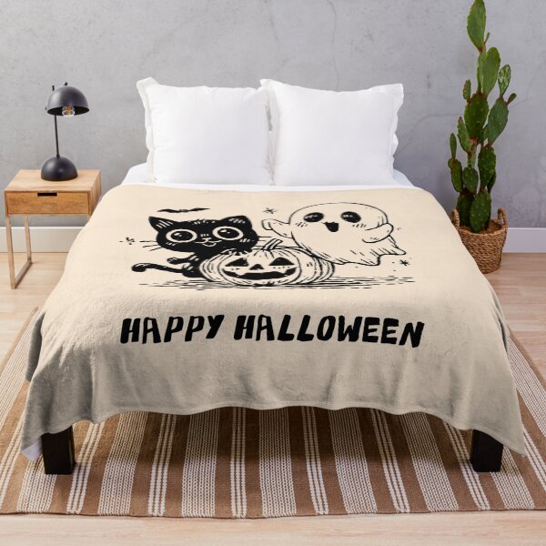 Item preview, Happy Halloween: Spooky Season Cute Ghost Black Cat Pumpkin designed and sold by oneofthesedayys.