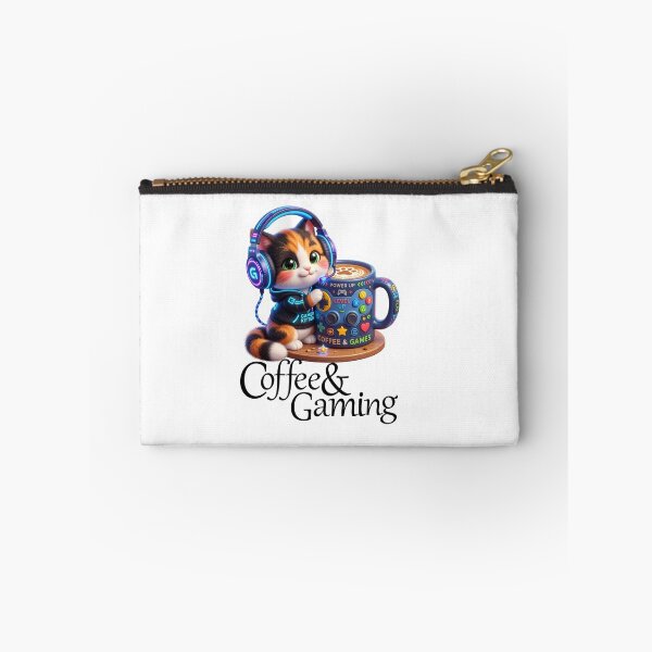 Item preview, Gamer Mode Fuel - Cute Gaming Chibi Kitten with Coffee designed and sold by pickzone.