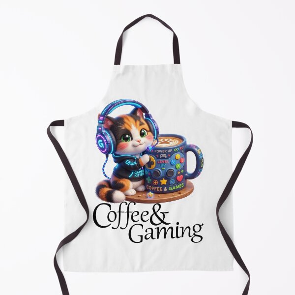 Item preview, Gamer Mode Fuel - Cute Gaming Chibi Kitten with Coffee designed and sold by pickzone.