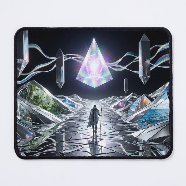 Item preview, Multiverse Crystal Path — Traveler Walking Between Worlds | Surreal Fantasy Art designed and sold by RoyArt0.