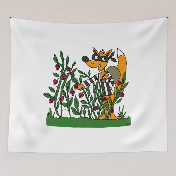 Item preview, Funny Fox Meme Sticker | Raspberry Bandit Cartoon & Sneaky Woodland Decal designed and sold by MyxaART.