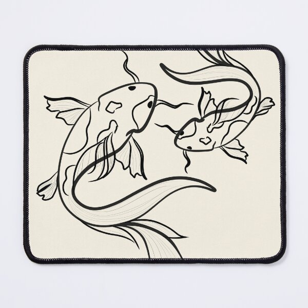 Item preview, Koi Fish Line Art Duo in Black and White designed and sold by BuckaBaby.